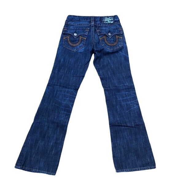 True Religion Jeans Size 29 Blue Leather Horshoe - Picture 6 of 8